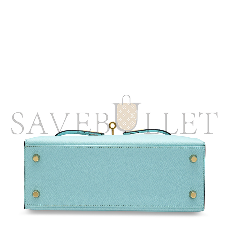 H**mes BLUE ZEPHYR EPSOM LEATHER SELLIER KELLY 25 WITH GOLD HARDWARE (25*17*7cm)